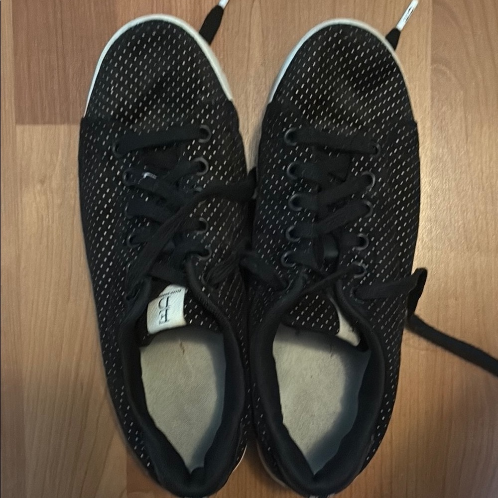 Black Dotted Lace-Up Sneakers